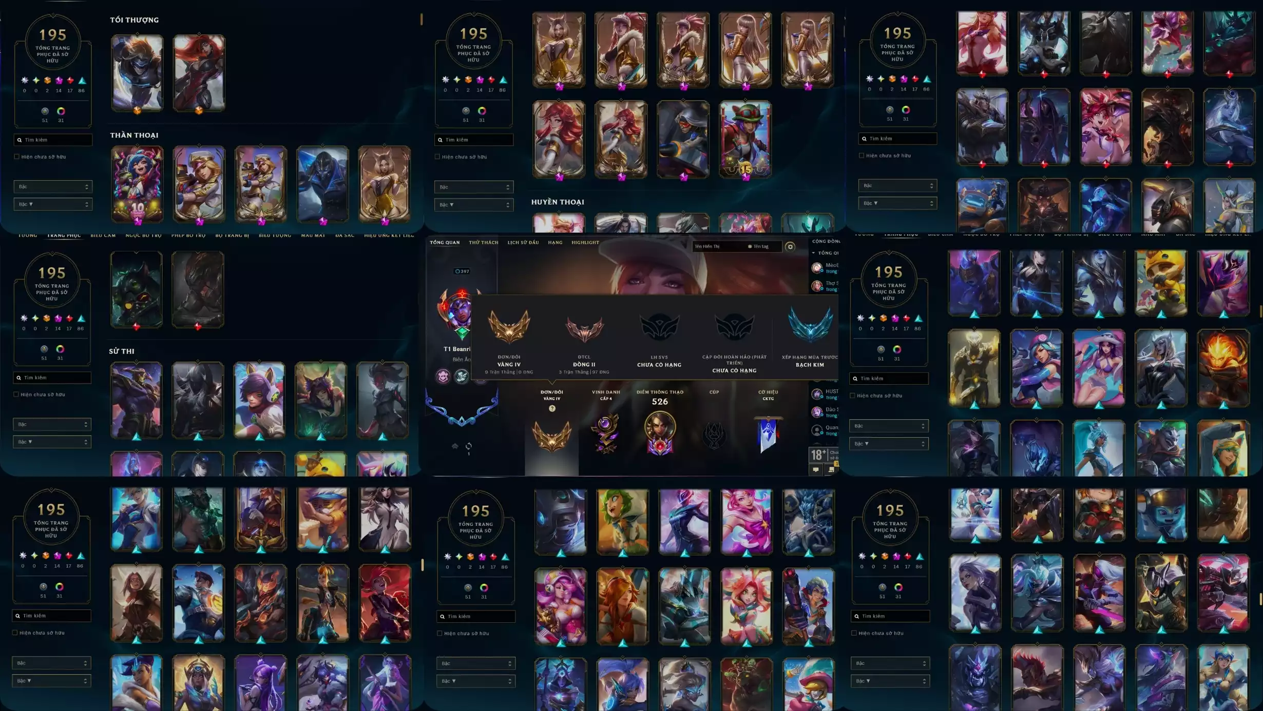 Ảnh ACC TFT NHIỀU SKIN HH  SKIN 195 : 14 TÍM FULL TƯỚNG LV : 397 ,4 CÚP CỜ HIỆU  RANK VÀNG ELO CAO , 32 ĐA SẮC , CÒN ĐỔI TÊN  DTCL : YUMI TÍ NỊ NHIỀU PET 3 SAO SÂN CHƯỞNG ĐẦY ĐỦ